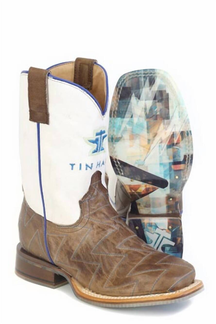 NEW ROPER kids' tin haul boots in brown